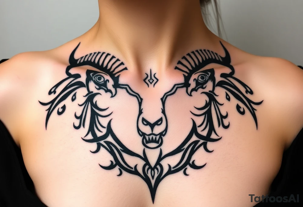 A  snarling as a sheep  mystical creature tattoo idea