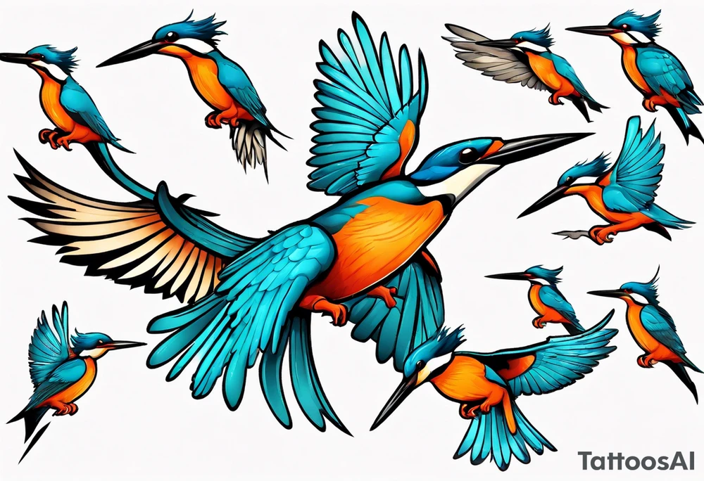 kingfisher taking flight tattoo idea