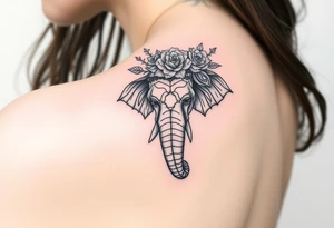 ornate mandala elephant adorned with crown of wild roses and thorns tattoo idea