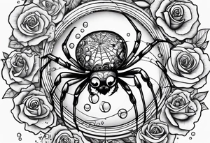 Spider bubbles roses stars tattoo idea