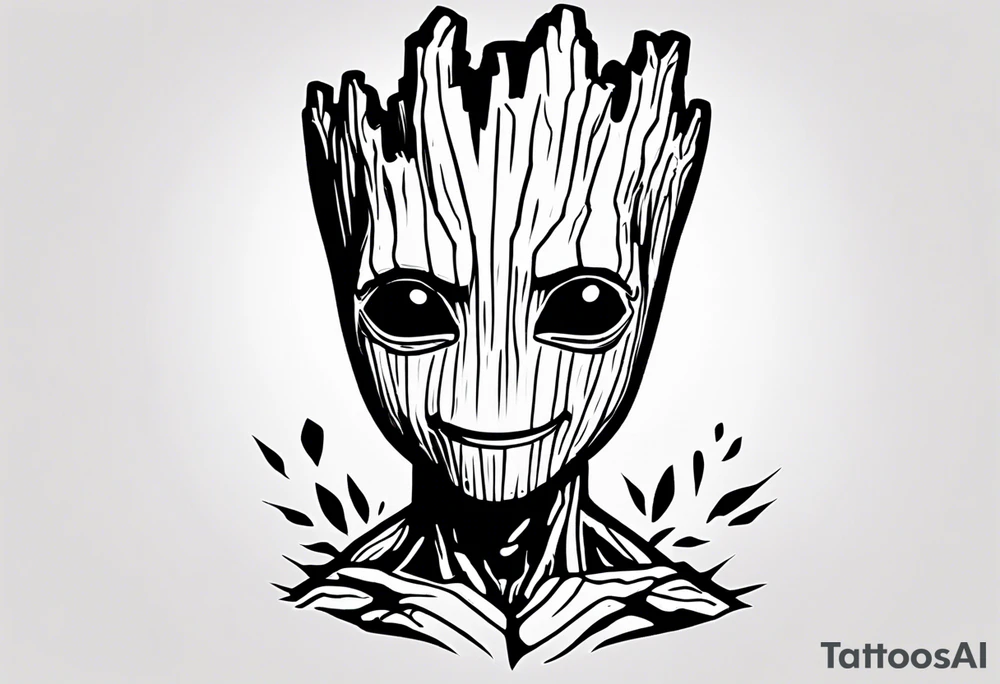 baby Groot half sleeve tattoo idea