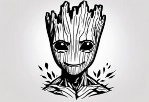 baby Groot half sleeve tattoo idea