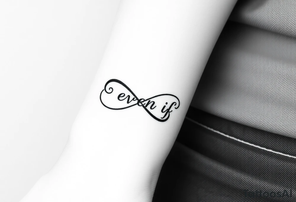 unique infinity symbol with words "EVEN IF" tattoo idea