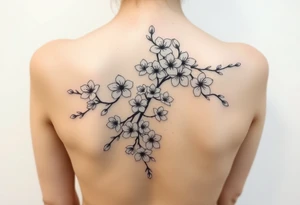 cherry blossoms and love creepers, floral arm wrap details tattoo idea
