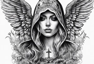 Angel of death with a skull for a face tattoo idea