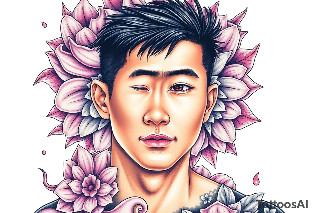 Handsome Asian young guy is behind web tattoo idea