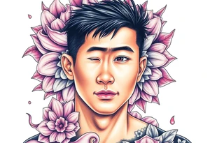 Handsome Asian young guy is behind web tattoo idea
