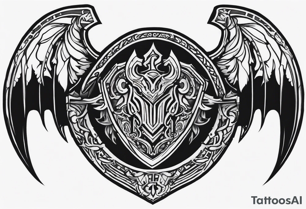 Valhalla stairs sword shield tattoo idea