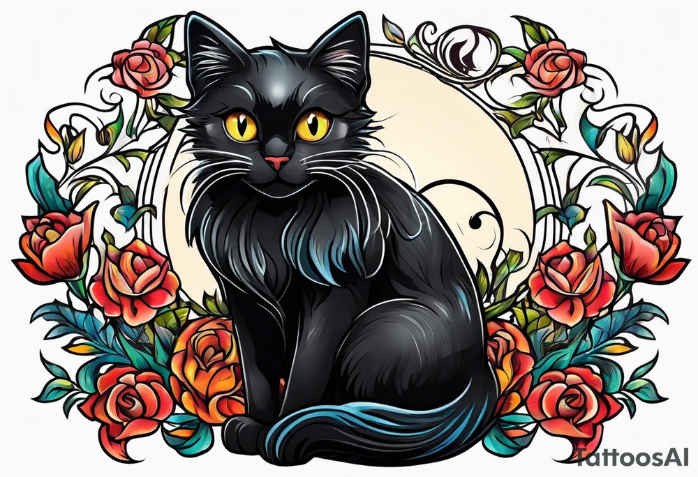 Black cat tattoo idea