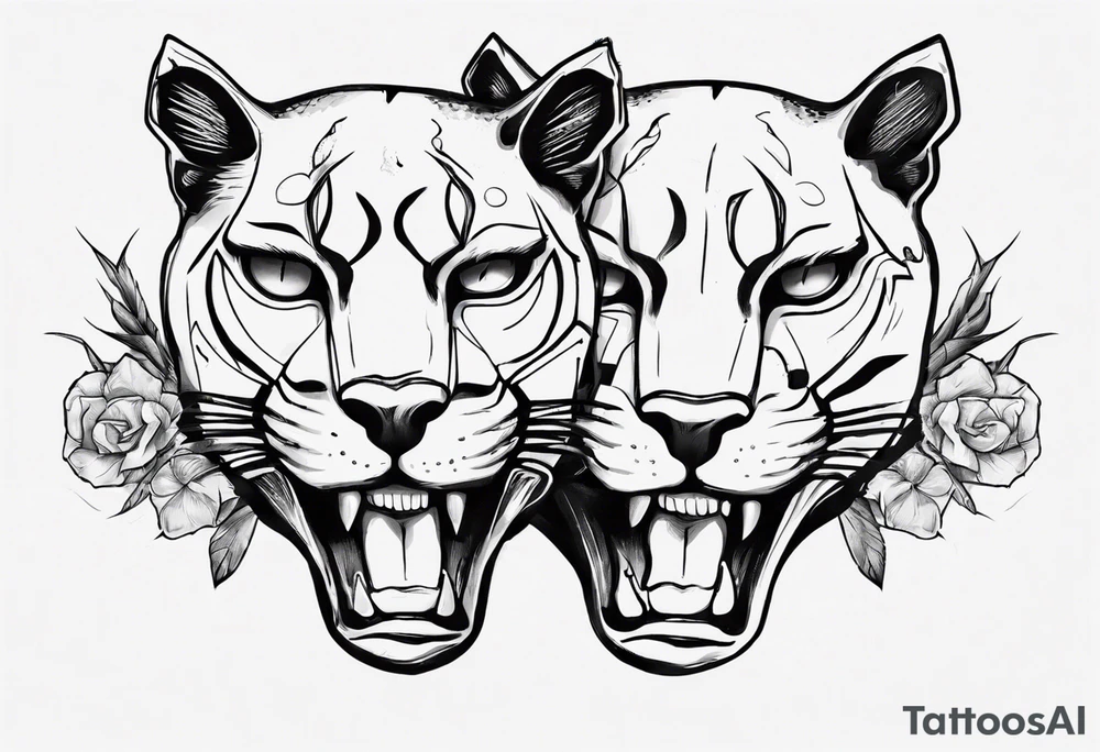Two black pumas like in the album cover of Black Pumas (2019) tattoo idea