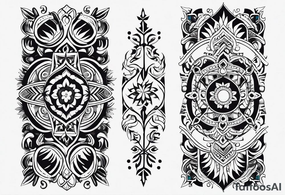 tribal patterns and flowers for forearm tattoo idea