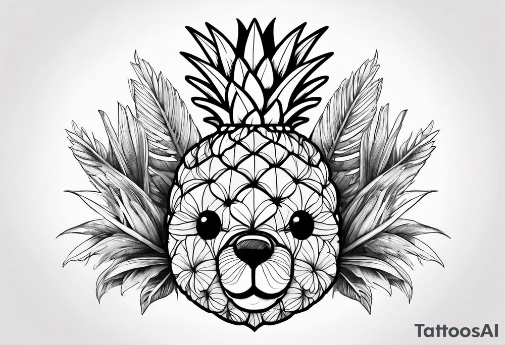 Cute Pineapple bear tattoo idea