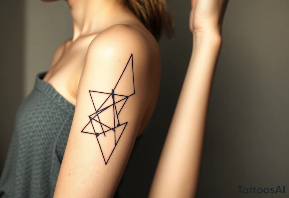 Desenhe uma tatuagem que simbolize uma mulher feminista de 41 anos, mãe de dois filhos homens, independente e filósofa inspirada nas teorias de Deleuze. A tatuagem deve expressar força, liberdade e conexão com a multiplicidade da vida, incorporando elementos abstratos e fluidos, com linhas que sugiram movimento e transformação contínua. Evite clichês e busque um design original e significativo. tattoo idea