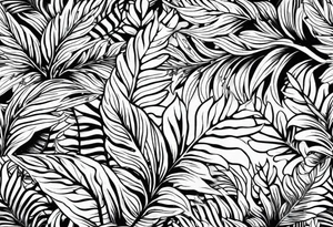 Fern leaf and flower tattoo idea