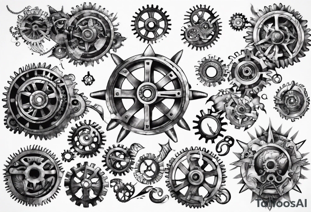 Gears and cogs armor tattoo idea