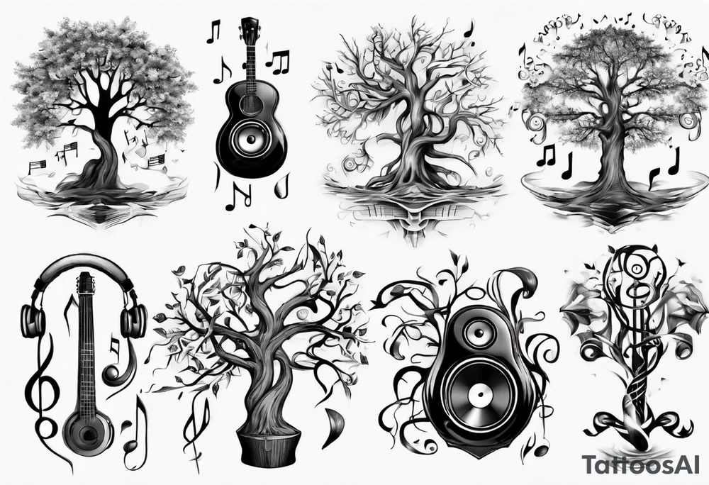 music speaker note tree staff tattoo idea