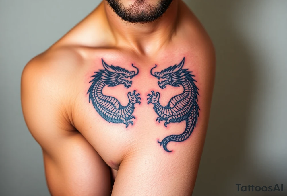 2 dragons symbolizing inner conflict tattoo idea