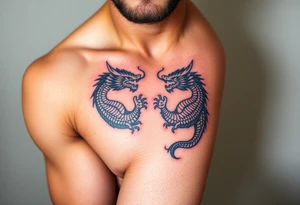 2 dragons symbolizing inner conflict tattoo idea