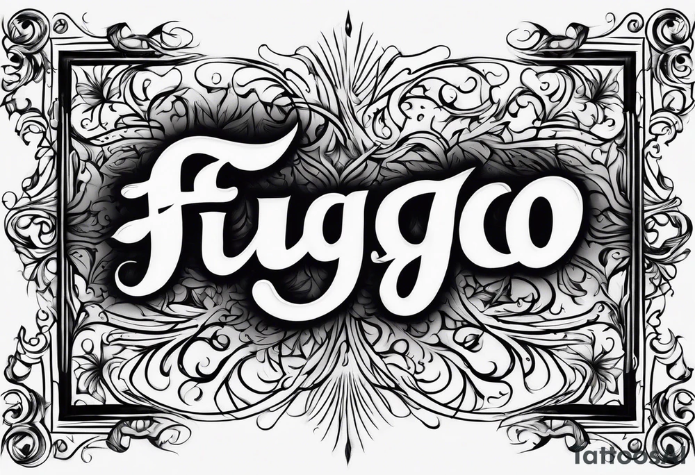The word “fuego” in cursive inside fire and fades out tattoo idea