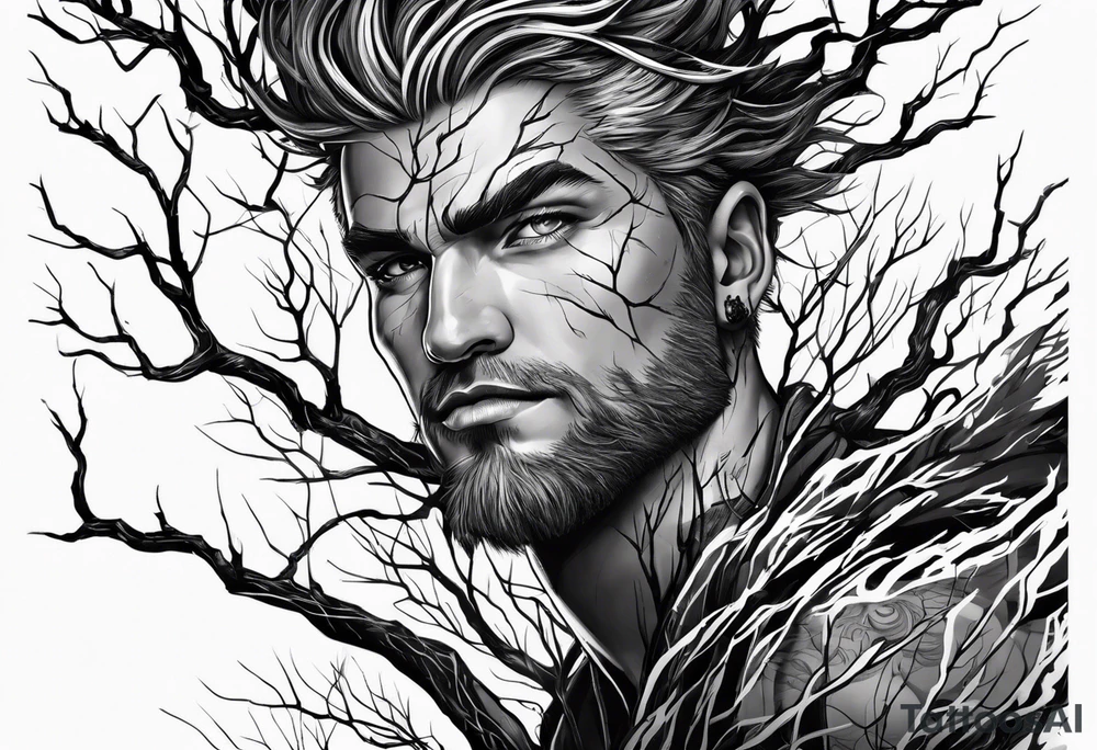 lightning that looks like branches no leaves tattoo idea