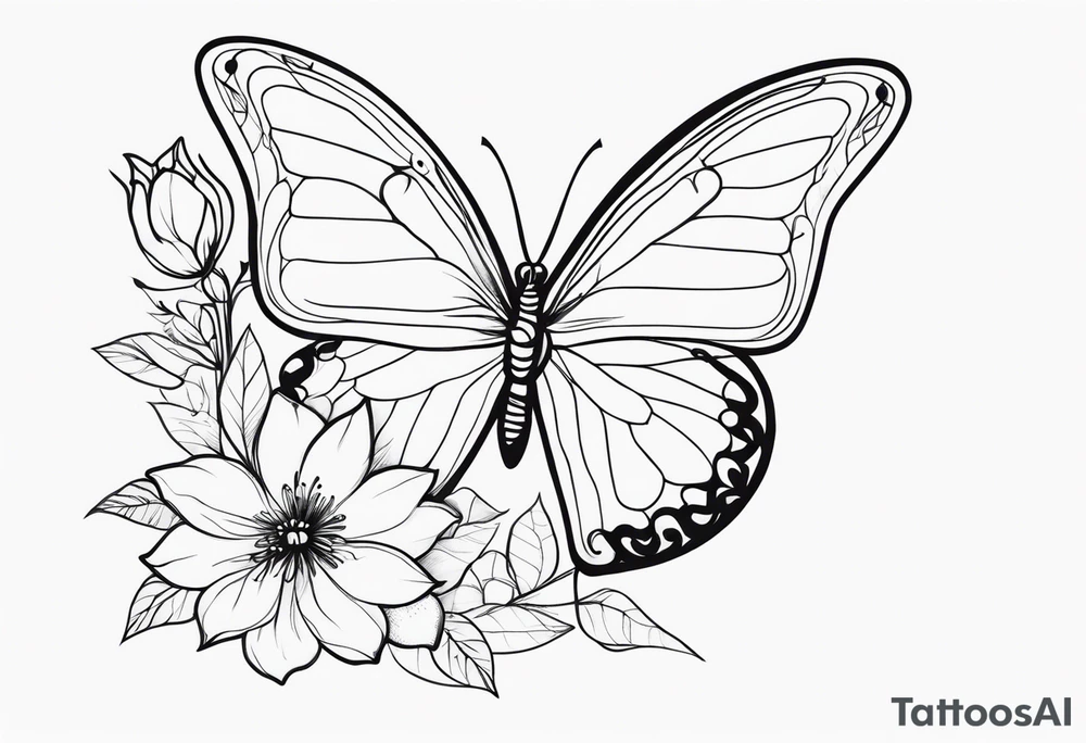 Pretty ,feminine flowers delicate butterfly tattoo idea