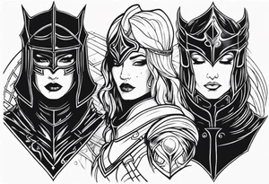 Dark fantasy women knight tattoo idea