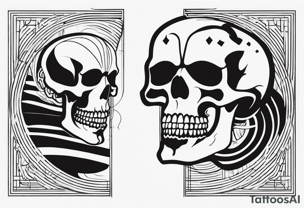 Two sankes intertwined going oposite ways and one being a white skeleton tattoo idea