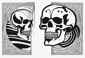 Two sankes intertwined going oposite ways and one being a white skeleton tattoo idea