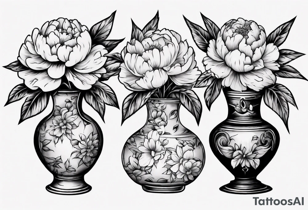 Old school vase with peonies in it tattoo idea