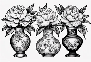 Old school vase with peonies in it tattoo idea