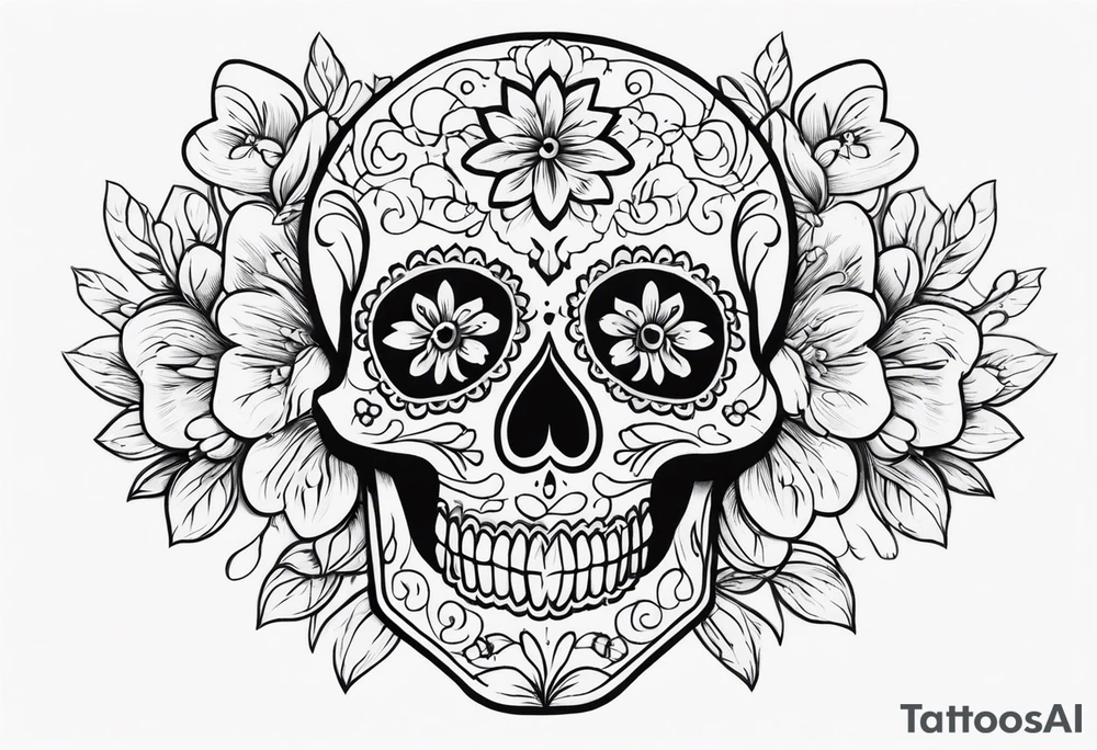 Day of dead skull with no flowers tattoo idea