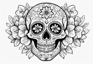Day of dead skull with no flowers tattoo idea