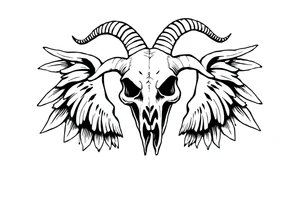 goat skull odd crying angel tattoo idea