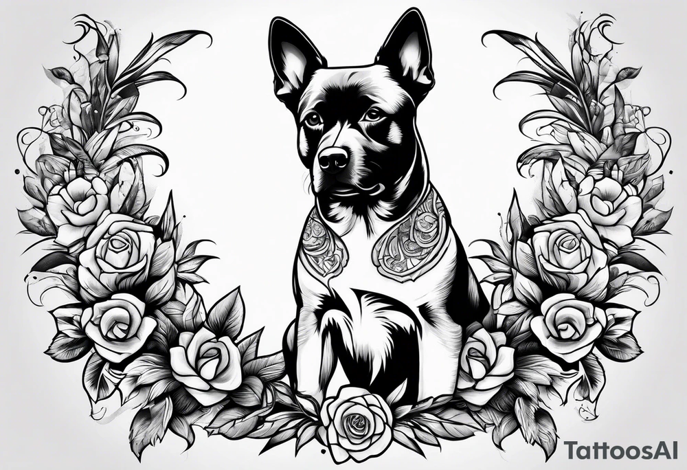 dog holding dick tattoo idea