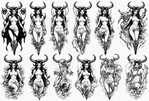 Female devil full body tattoo idea