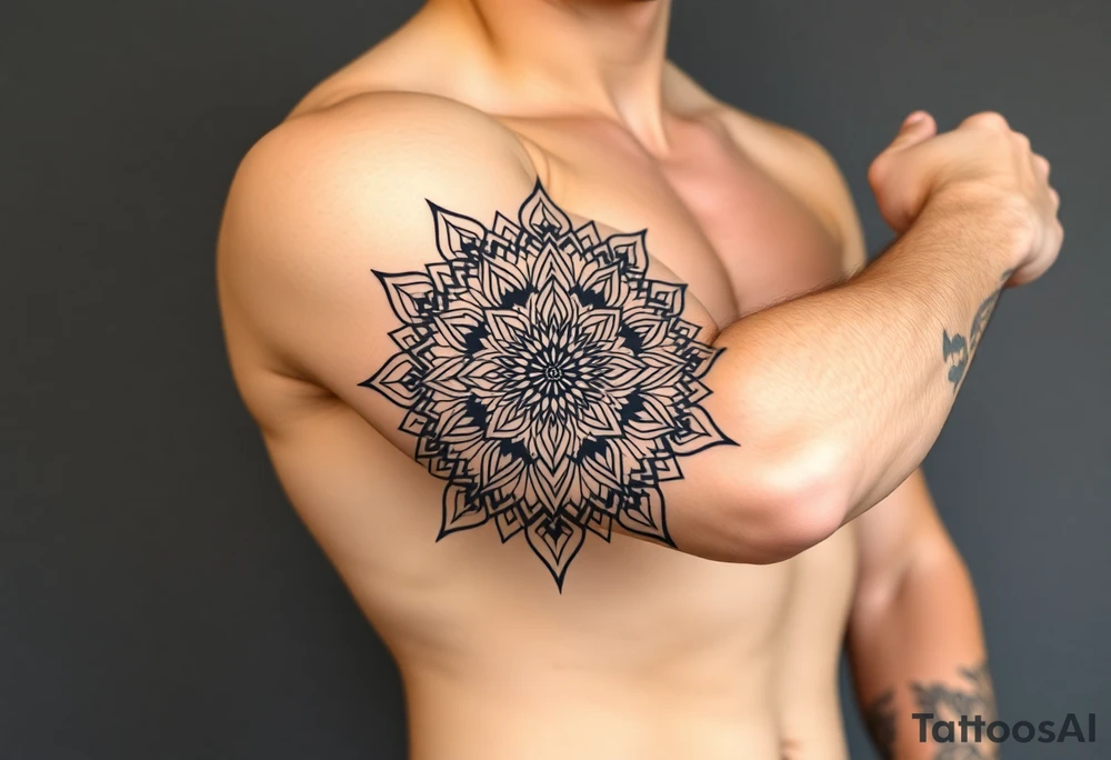 bold line ornamentaali mandala vegvisor tattoo idea