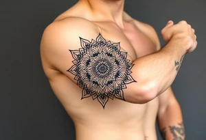 bold line ornamentaali mandala vegvisor tattoo idea