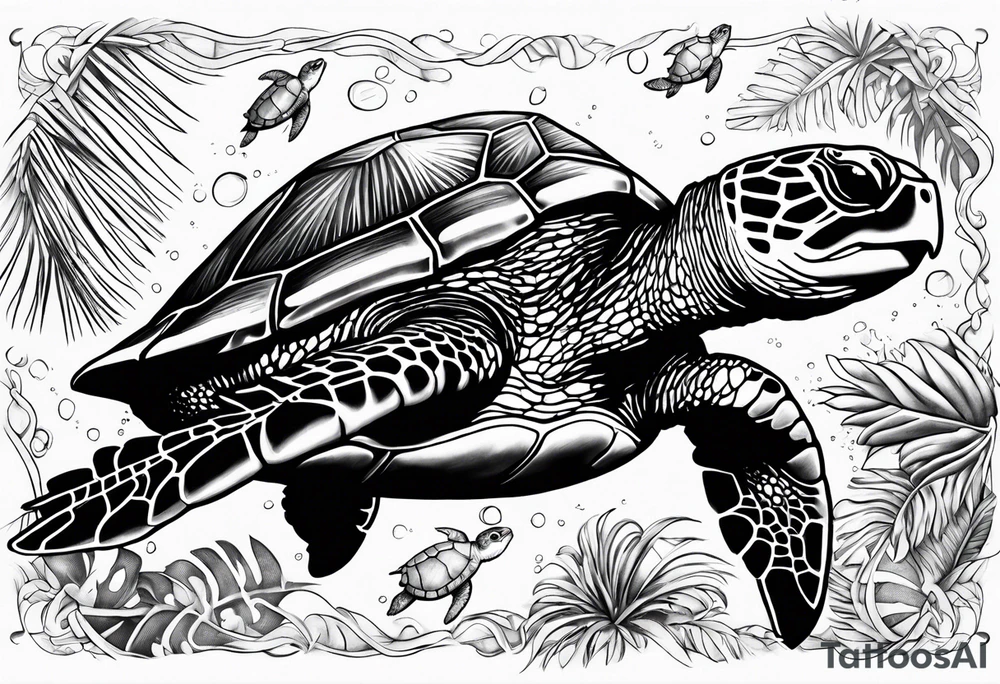 Hawaiian sea turtles tattoo idea