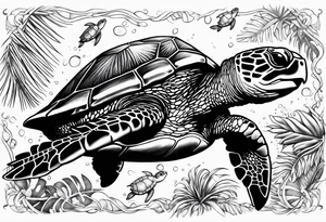 Hawaiian sea turtles tattoo idea