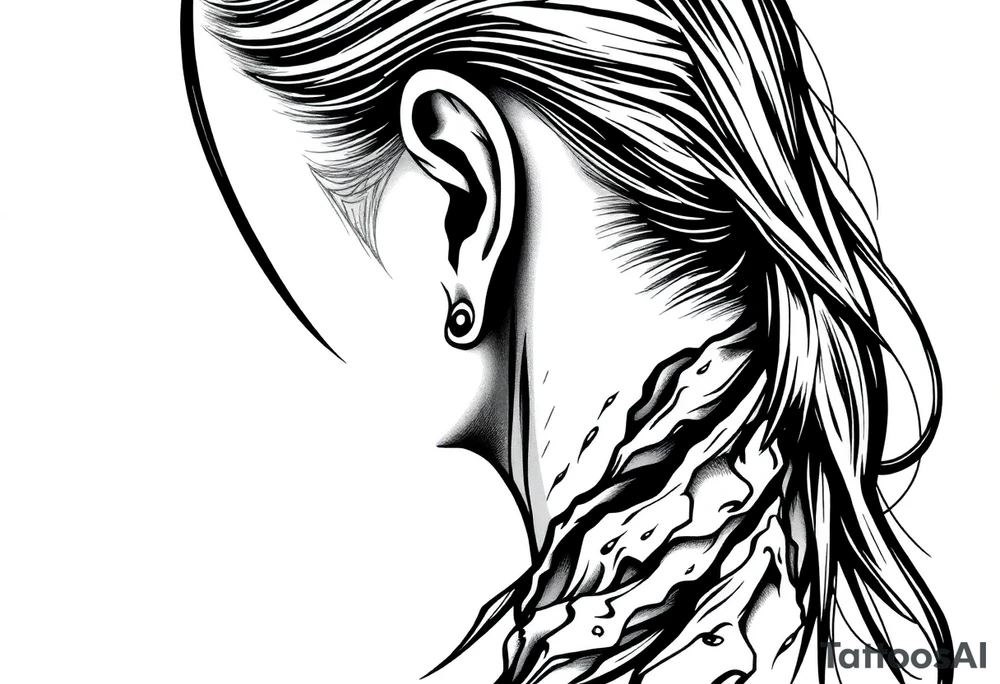 cover up behind the ear vertical tattoo idea