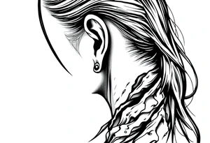 cover up behind the ear vertical tattoo idea