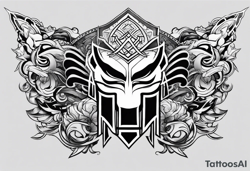 the letters A R in the middle of a ninja headband tattoo idea