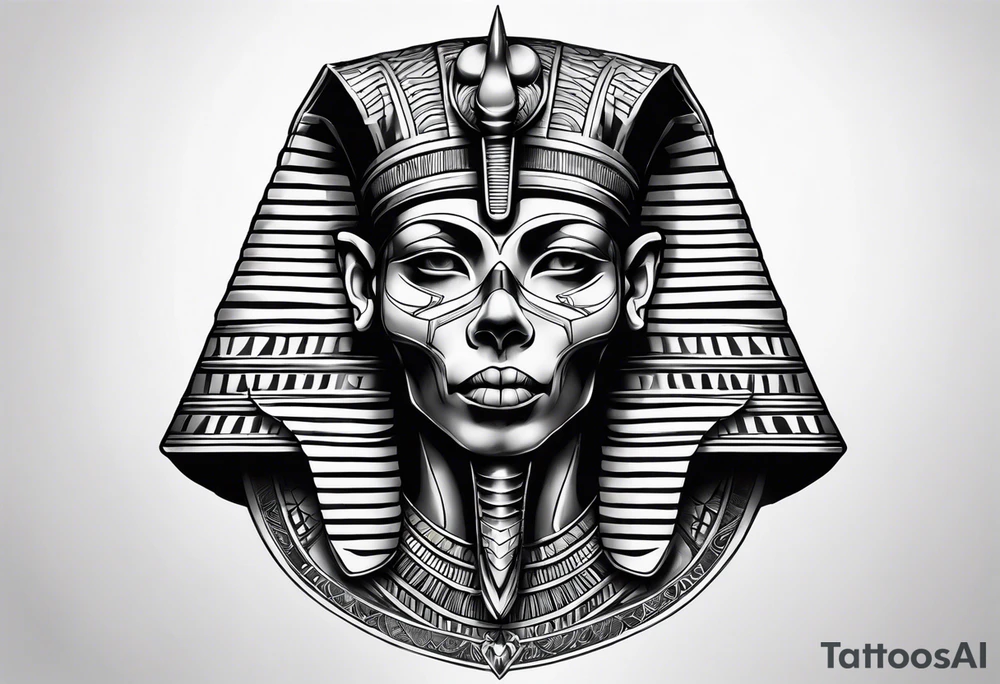 pharaoh skull realistic tattoo idea