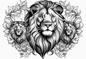 Father lion with two cub lions tattoo idea