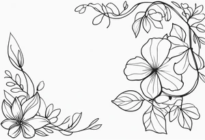 floral and vine. outline. one line tattoo idea