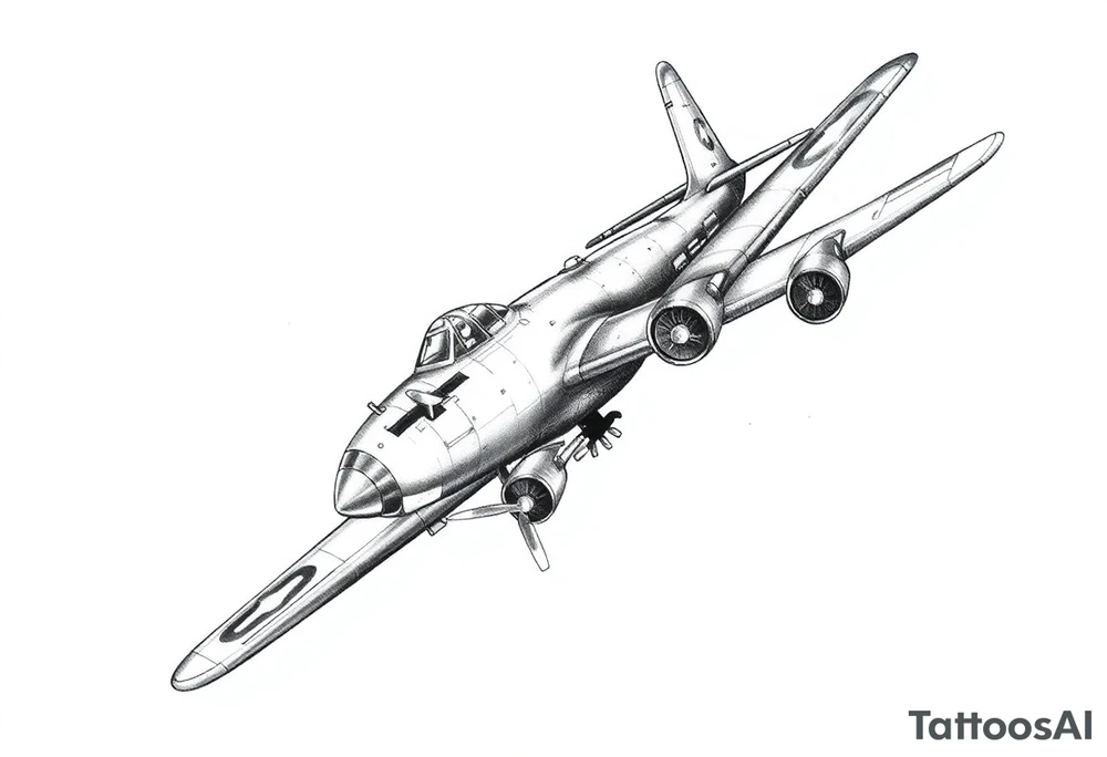 b26 marauder, aviation inspired, sleeve tattoo tattoo idea