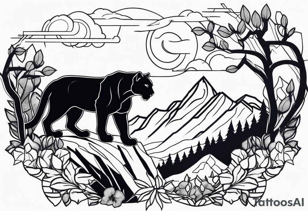 panther in mountains tattoo idea
