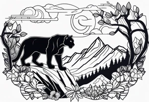 panther in mountains tattoo idea