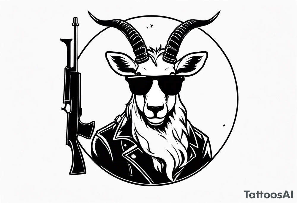 capricorn with sunglasses and shotgun tattoo idea