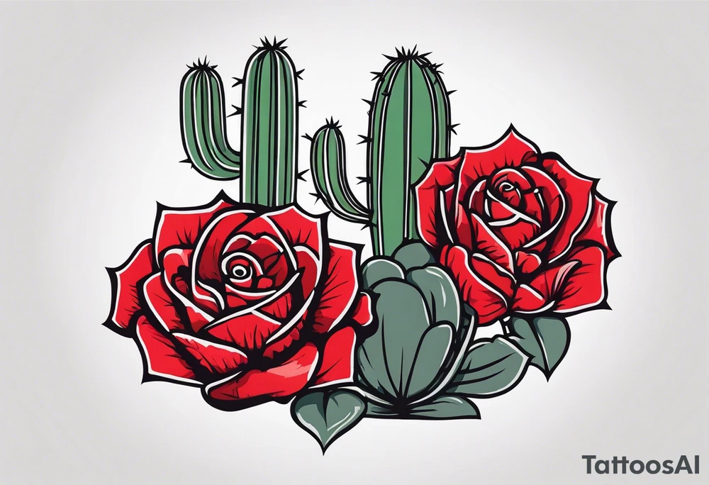 red rose, Mexican hat,  cactus, no skeleton tattoo idea